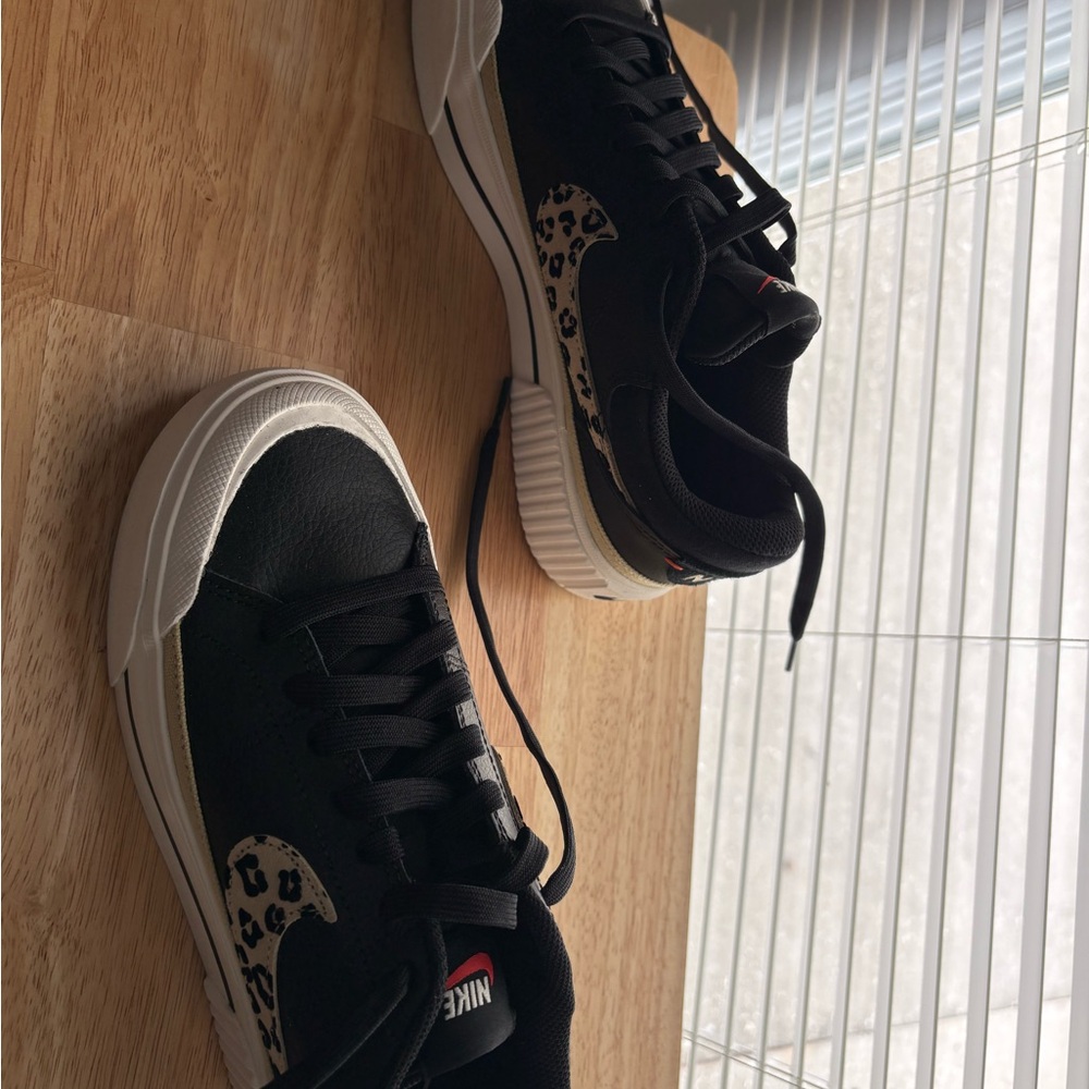 Nike Black Sneakers with Leopard Accents